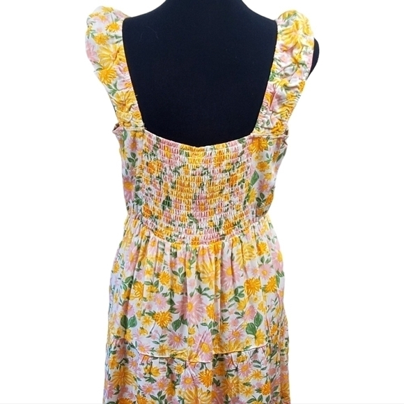 Planet Heart Sz L Yellow Floral Summer Dress 100% Rayon NWT - Picture 6 of 12